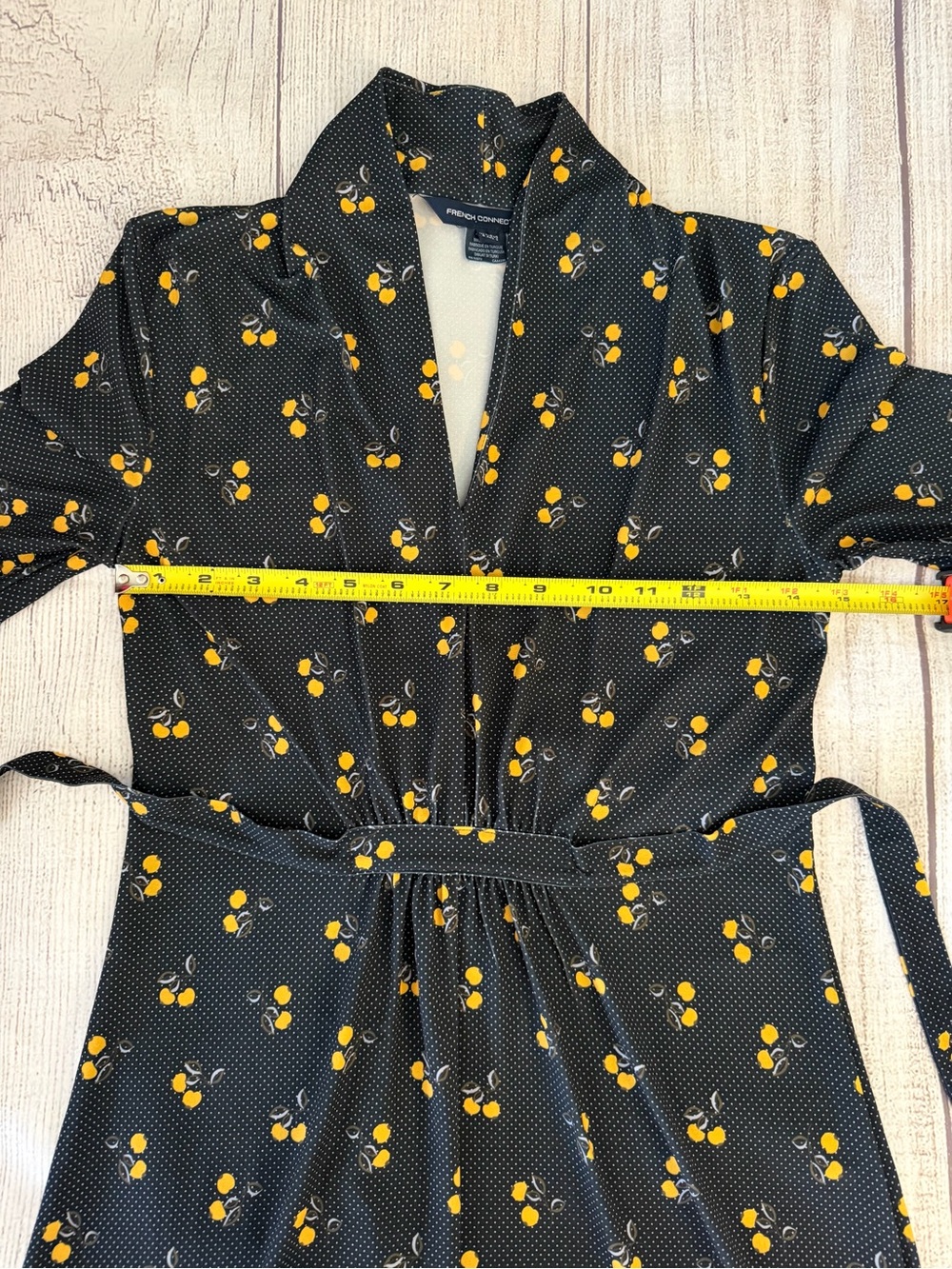 FRENCH CONNECTION Women’s Aventine Navy Dotted Fit & Flare Dress Lemons Size 2 - Picture 4 of 9